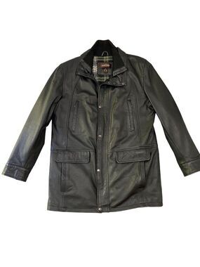 Danier Mens M Black Leather Jacket Thinsulate Insulation & Quilted Plaid medium